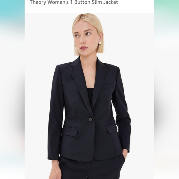Theory Black Slim Jacket Blazer single button size 8 womens designer - Picture 1 of 7